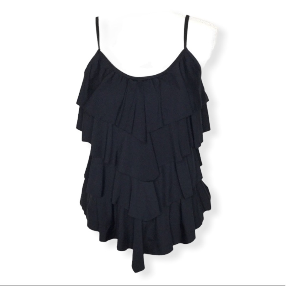 Black tankini ruffle top size medium